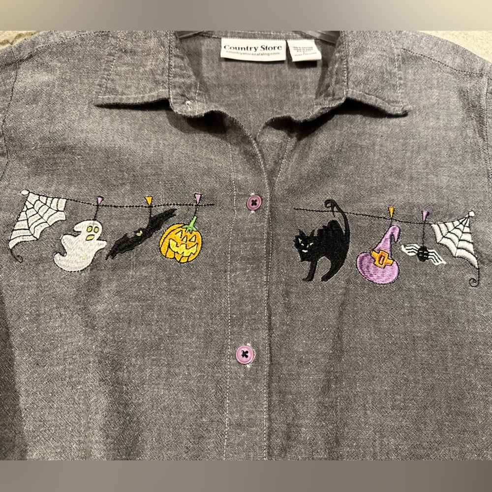 **Halloween Button-Down Shirt**  by Country Store! Sz. L 100% Cotton